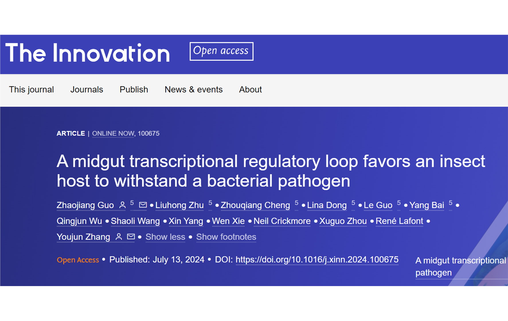 A midgut transcriptional regulatory loop favors an insect host to withstand a bacterial pathogen